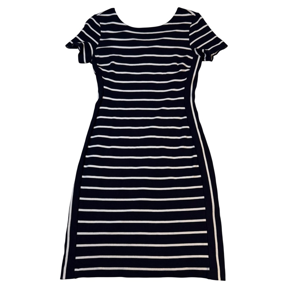 Banana Republic Navy Blue White Striped Short Sleeve Sheath Dress Size 2
